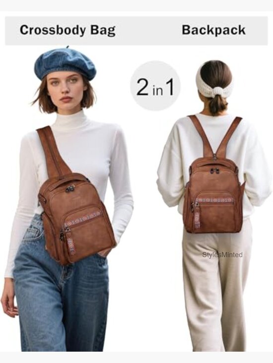 Large Convertible Sling Backpack Crossbody Purse Anti Theft Travel Bag main image 3